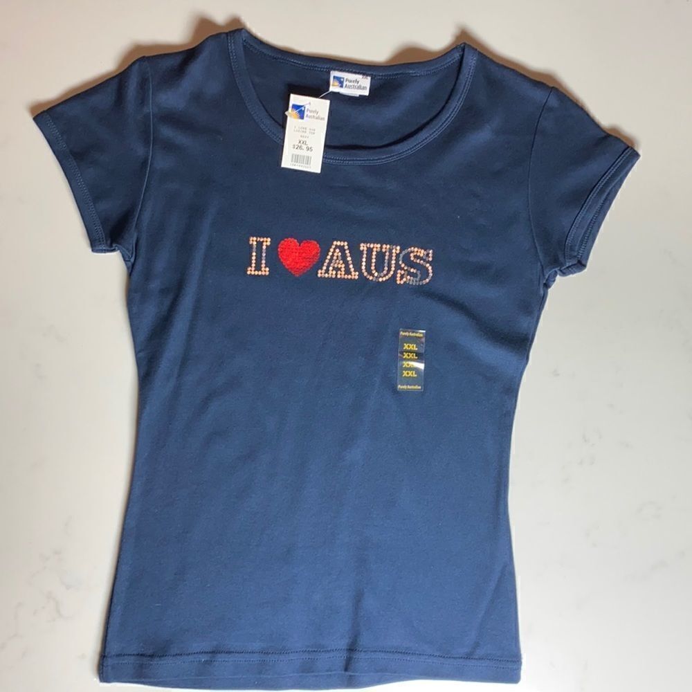 Women’s Australian Made I ❤️AUS Navy Short Sleeve T-Shirt **Tag Size AU XXL NWT